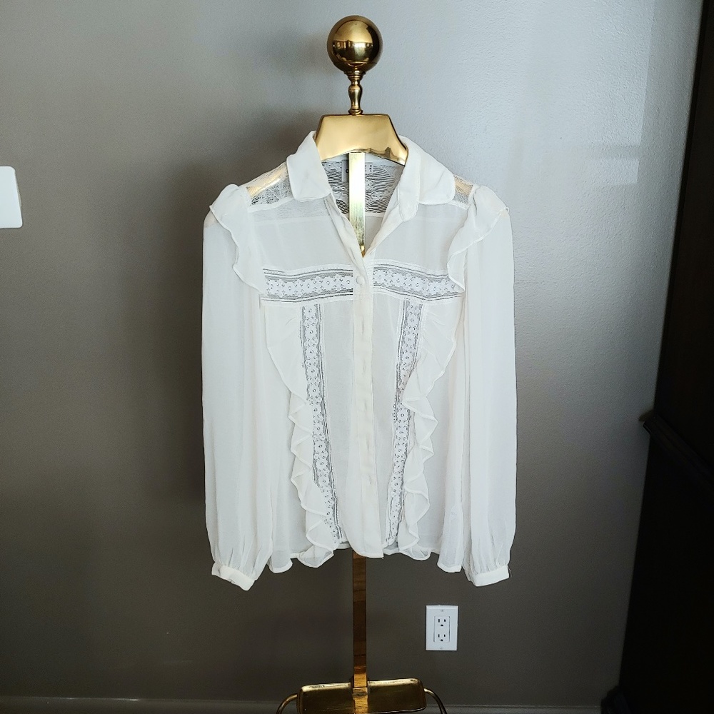 ASOS Sheer Lace White Blouse